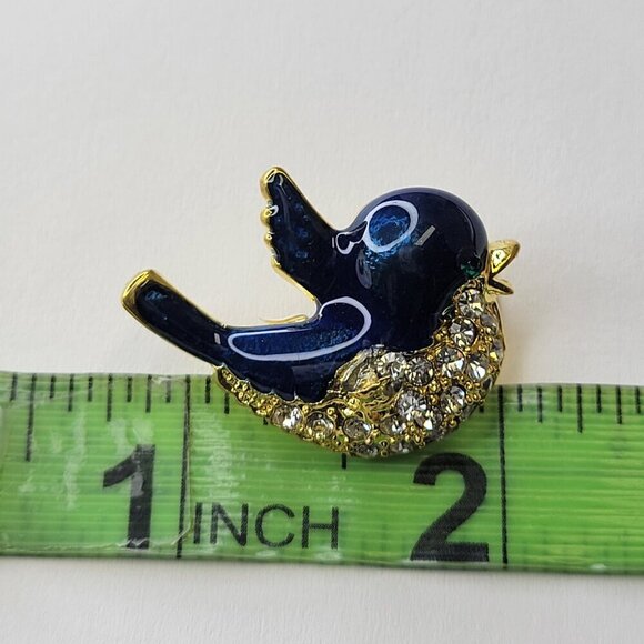 Tiny Blue Bird Brooch - Picture 3 of 6